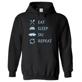 Eat Sleep Ski Repeat Kids and Adults Fashion Outfit Winter Fall Pull Over Hoodie for sky Lovers